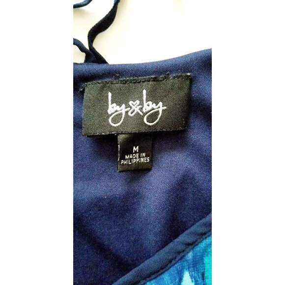 By & By Women’s Blue & Green Print Lattice Back Sleeveless Top Size Medium - Picture 7 of 13